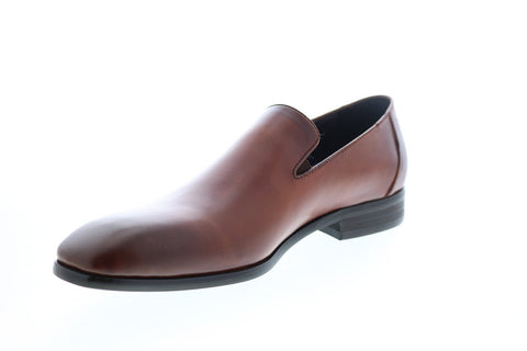 Carrucci KS259-310 Mens Brown Leather Casual Loafers & Slip Ons Shoes