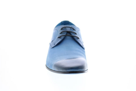Carrucci KS308-03 Mens Blue Leather Lace Up Plain Toe Oxfords & Lace Ups Shoes