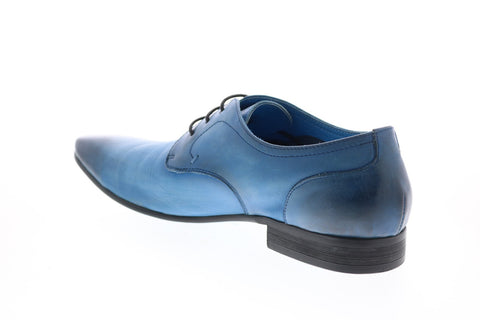 Carrucci KS308-03 Mens Blue Leather Lace Up Plain Toe Oxfords & Lace Ups Shoes