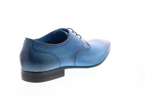 Carrucci KS308-03 Mens Blue Leather Lace Up Plain Toe Oxfords & Lace Ups Shoes