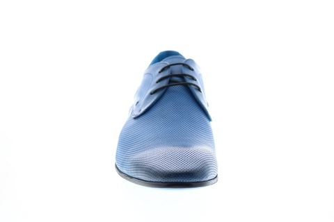 Carrucci KS308-05 Mens Blue Leather Plain Toe Oxfords & Lace Ups Shoes