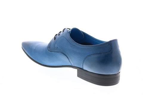 Carrucci KS308-05 Mens Blue Leather Plain Toe Oxfords & Lace Ups Shoes