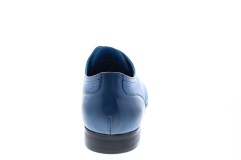 Carrucci KS308-05 Mens Blue Leather Plain Toe Oxfords & Lace Ups Shoes