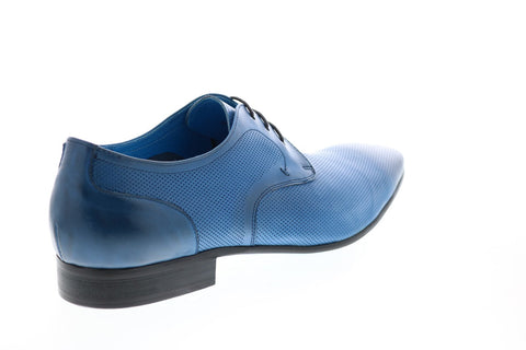 Carrucci KS308-05 Mens Blue Leather Plain Toe Oxfords & Lace Ups Shoes