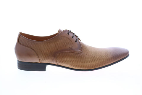 Carrucci KS308-05 Mens Brown Leather Plain Toe Oxfords & Lace Ups Shoes