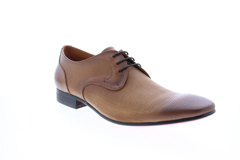 Carrucci KS308-05 Mens Brown Leather Plain Toe Oxfords & Lace Ups Shoes