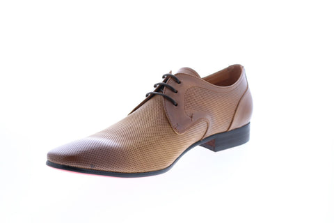 Carrucci KS308-05 Mens Brown Leather Plain Toe Oxfords & Lace Ups Shoes