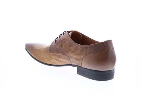 Carrucci KS308-05 Mens Brown Leather Plain Toe Oxfords & Lace Ups Shoes
