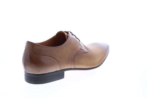 Carrucci KS308-05 Mens Brown Leather Plain Toe Oxfords & Lace Ups Shoes