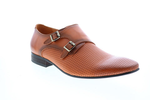 Carrucci KS308-06 Mens Brown Leather Monk Strap Oxfords & Lace Ups Shoes