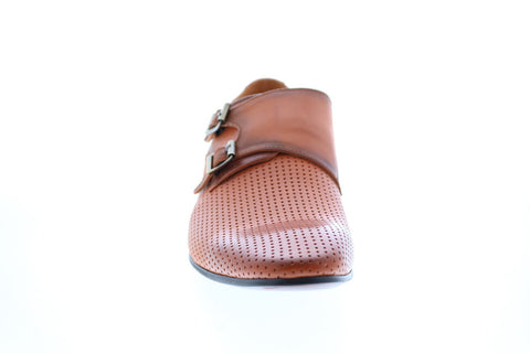 Carrucci KS308-06 Mens Brown Leather Monk Strap Oxfords & Lace Ups Shoes