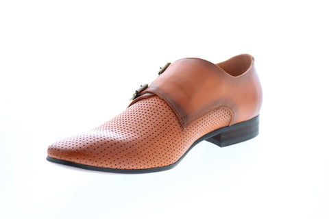 Carrucci KS308-06 Mens Brown Leather Monk Strap Oxfords & Lace Ups Shoes