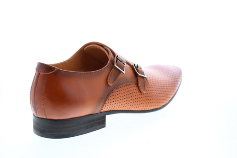 Carrucci KS308-06 Mens Brown Leather Monk Strap Oxfords & Lace Ups Shoes
