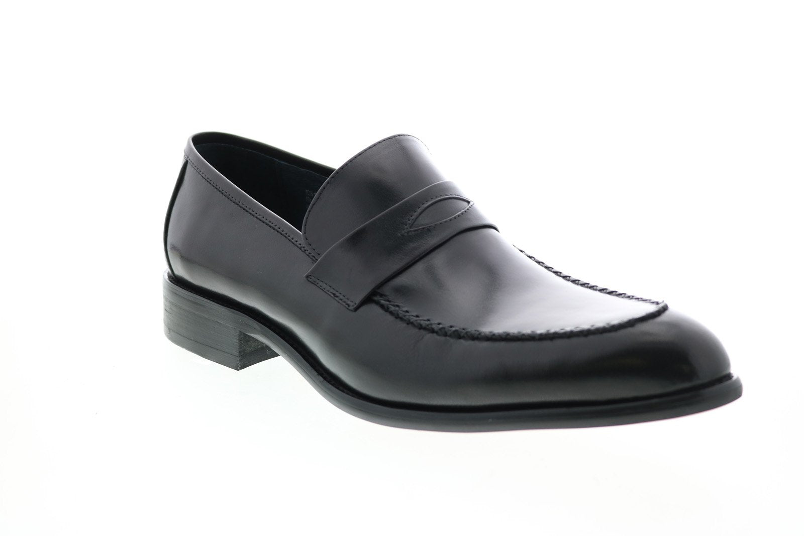 Carrucci KS479-605 Mens Black Leather Penny Loafers & Slip 