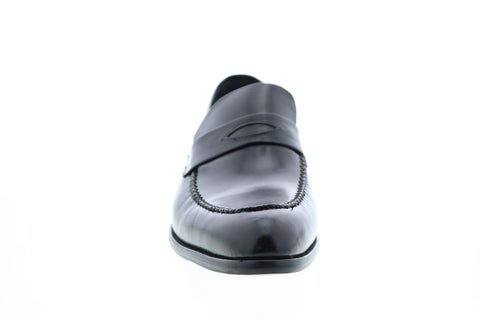 Carrucci KS479-605 Mens Black Leather Penny Loafers & Slip Ons Shoes