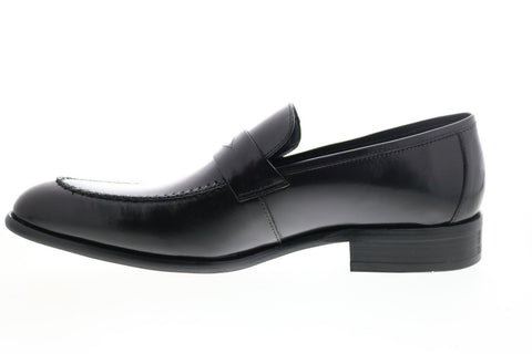 Carrucci KS479-605 Mens Black Leather Penny Loafers & Slip Ons Shoes