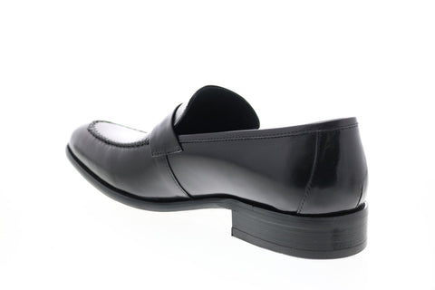 Carrucci KS479-605 Mens Black Leather Penny Loafers & Slip Ons Shoes