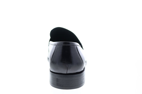 Carrucci KS479-605 Mens Black Leather Penny Loafers & Slip Ons Shoes
