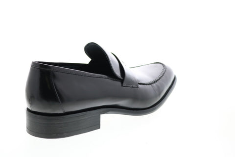Carrucci KS479-605 Mens Black Leather Penny Loafers & Slip Ons Shoes