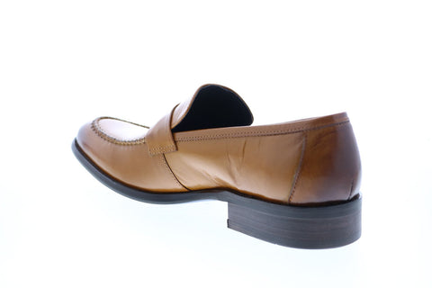 Carrucci KS479-605 Mens Brown Leather Penny Loafers & Slip Ons Shoes