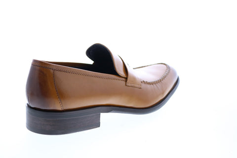 Carrucci KS479-605 Mens Brown Leather Penny Loafers & Slip Ons Shoes