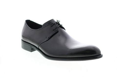 Carrucci KS479-606 Mens Black Leather Plain Toe Oxfords & Lace Ups Shoes