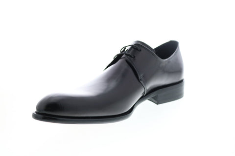 Carrucci KS479-606 Mens Black Leather Plain Toe Oxfords & Lace Ups Shoes