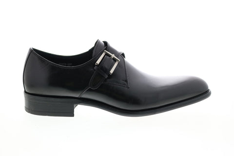 Carrucci KS479-607 Mens Black Leather Monk Strap Oxfords & Lace Ups Shoes
