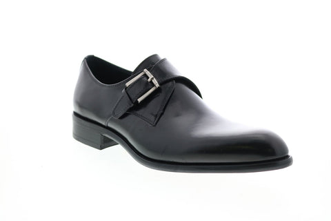 Carrucci KS479-607 Mens Black Leather Monk Strap Oxfords & Lace Ups Shoes