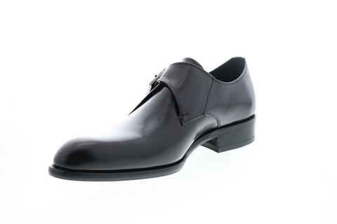 Carrucci KS479-607 Mens Black Leather Monk Strap Oxfords & Lace Ups Shoes