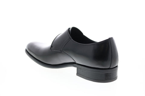 Carrucci KS479-607 Mens Black Leather Monk Strap Oxfords & Lace Ups Shoes