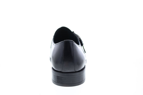 Carrucci KS479-607 Mens Black Leather Monk Strap Oxfords & Lace Ups Shoes
