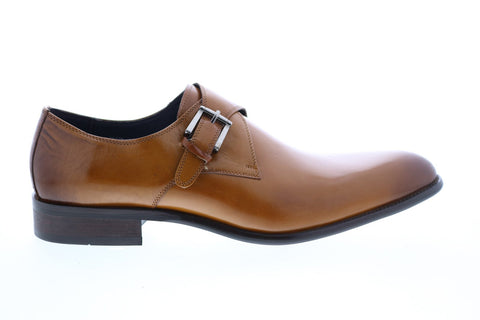 Carrucci KS479-607 Mens Brown Leather Monk Strap Oxfords & Lace Ups Shoes