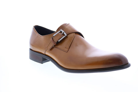 Carrucci KS479-607 Mens Brown Leather Monk Strap Oxfords & Lace Ups Shoes
