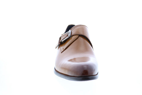 Carrucci KS479-607 Mens Brown Leather Monk Strap Oxfords & Lace Ups Shoes