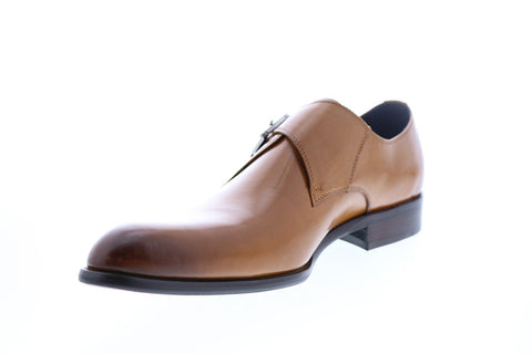 Carrucci KS479-607 Mens Brown Leather Monk Strap Oxfords & Lace Ups Shoes