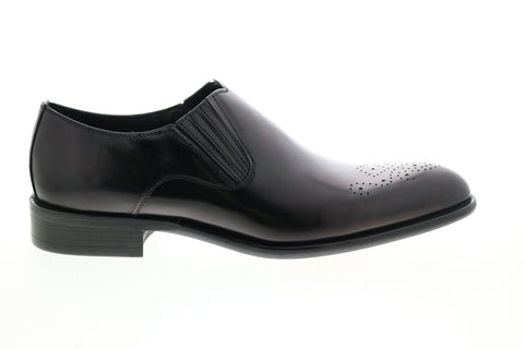 Carrucci KS479-609 Mens Black Leather Casual Loafers & Slip Ons Shoes