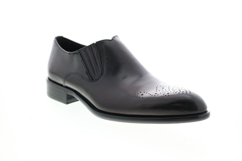 Carrucci KS479-609 Mens Black Leather Casual Loafers & Slip Ons Shoes