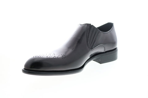 Carrucci KS479-609 Mens Black Leather Casual Loafers & Slip Ons Shoes