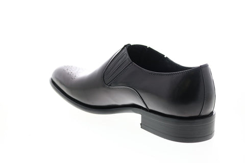 Carrucci KS479-609 Mens Black Leather Casual Loafers & Slip Ons Shoes