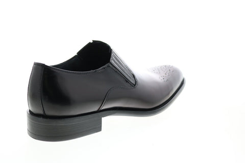 Carrucci KS479-609 Mens Black Leather Casual Loafers & Slip Ons Shoes
