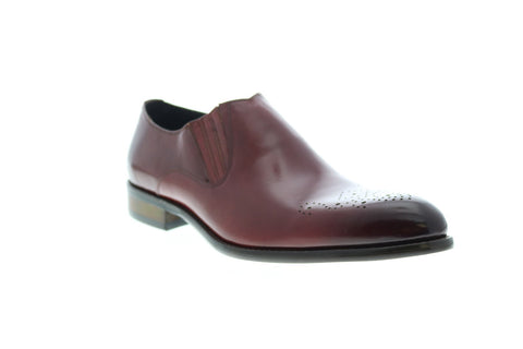 Carrucci KS479-609 Mens Burgundy Leather Casual Loafers & Slip Ons Shoes