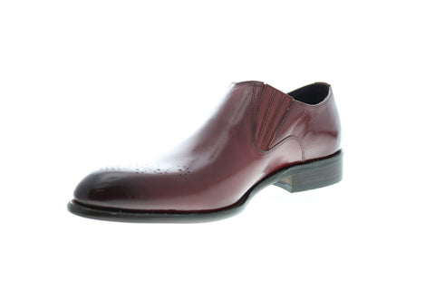 Carrucci KS479-609 Mens Burgundy Leather Casual Loafers & Slip Ons Shoes