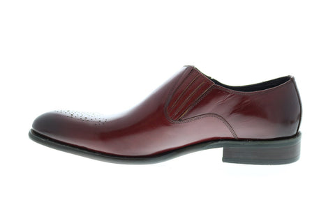 Carrucci KS479-609 Mens Burgundy Leather Casual Loafers & Slip Ons Shoes