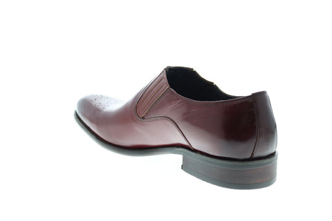 Carrucci KS479-609 Mens Burgundy Leather Casual Loafers & Slip Ons Shoes