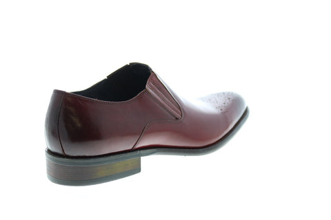 Carrucci KS479-609 Mens Burgundy Leather Casual Loafers & Slip Ons Shoes