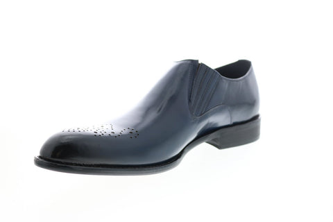 Carrucci KS479-609 Mens Blue Leather Casual Loafers & Slip Ons Shoes
