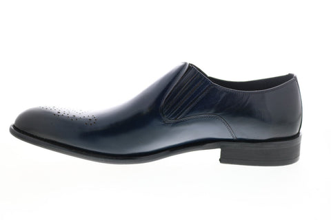 Carrucci KS479-609 Mens Blue Leather Casual Loafers & Slip Ons Shoes