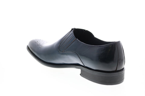 Carrucci KS479-609 Mens Blue Leather Casual Loafers & Slip Ons Shoes