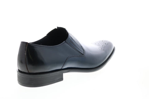 Carrucci KS479-609 Mens Blue Leather Casual Loafers & Slip Ons Shoes